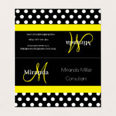 イエローモノグラム白黒水玉模様 名刺 (外部フラット)