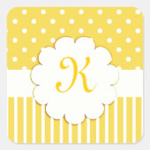 イエローモノグラム(水玉模様とストライプ) スクエアシール (正面)
