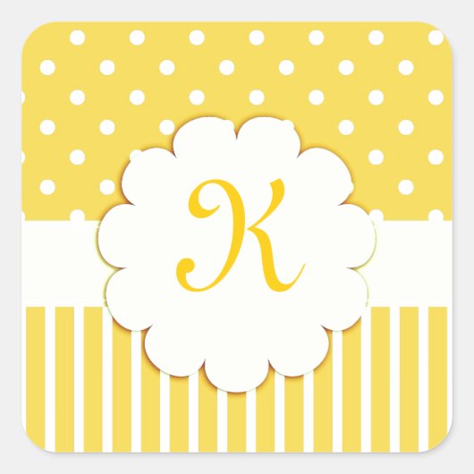 イエローモノグラム(水玉模様とストライプ) スクエアシール (正面)