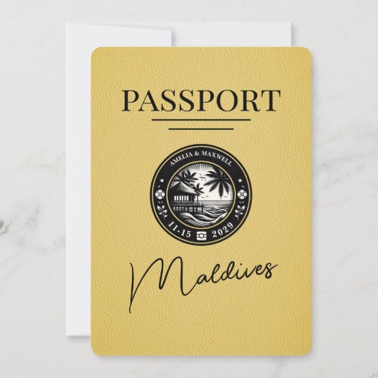 イエローモルディブパスポート結婚式招待状 招待状 (裏面)