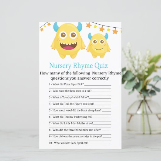 イエローモンスター子供部屋韻クイズベビーシャワーゲーム (スタンド正面)