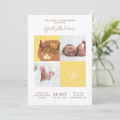 イエローヤック・アルファベットモノグラムかわいい赤ちゃんシャワー 招待状 (スタンド正面)