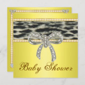 イエローユキヒョウのダイヤモンドボウベイビーシャワー招待状 招待状 (正面/裏面)