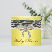 イエローユキヒョウのダイヤモンドボウベイビーシャワー招待状 招待状 (スタンド正面)