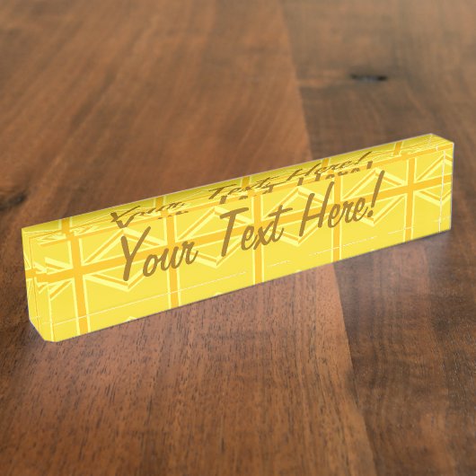 イエローユニオンジャック英国国旗の背景 デスクネームプレート (側面)