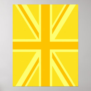イエローユニオンジャック英国国旗の背景 ポスター