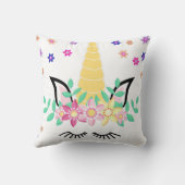 イエローユニコーンフラワープリント装飾用クッション クッション (裏面)