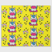 イエローユニコーンポニー誕生日 ラッピングペーパー (フラット)
