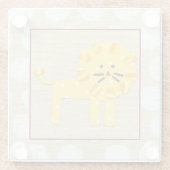 イエローライオンと白水玉模様 ガラスコースター (裏面)