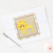 イエローライオンと白水玉模様 スクエアシール (封筒)