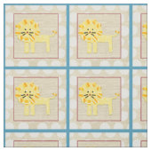 イエローライオンと白水玉模様 ファブリック (見本)