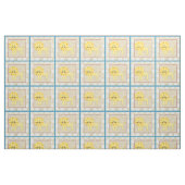 イエローライオンと白水玉模様 ファブリック (ファットクウォーター)