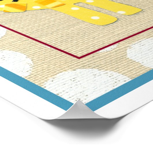 イエローライオンと白水玉模様 ポスター (角)