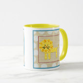イエローライオンと白水玉模様 マグカップ (正面右)