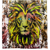 イエローライオンヘッドシャワーカーテン – ライオン顔 シャワーカーテン (正面)