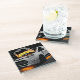 イエローライトバン ガラスコースター