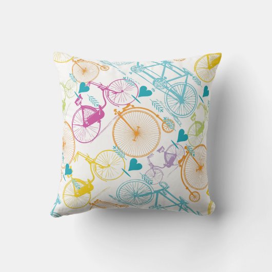 イエローライム様式化ヴィンテージモダン自転車 クッション (裏面)