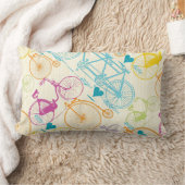 イエローライム様式化ヴィンテージモダン自転車 ランバークッション (ブランケット)