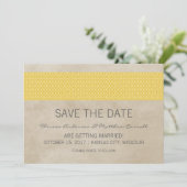 イエローラスティックダマスク Save the Date 招待状 (スタンド正面)
