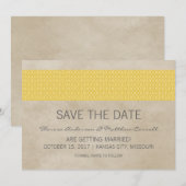 イエローラスティックダマスク Save the Date 招待状 (正面/裏面)