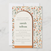 イエローラストグルービーレトロアーチフローラブライダルシャワー 招待状 (正面)