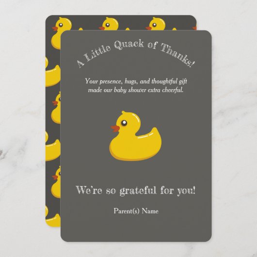 イエローラダックの赤ちゃん感謝していシャワー- you 招待状 (正面/裏面)