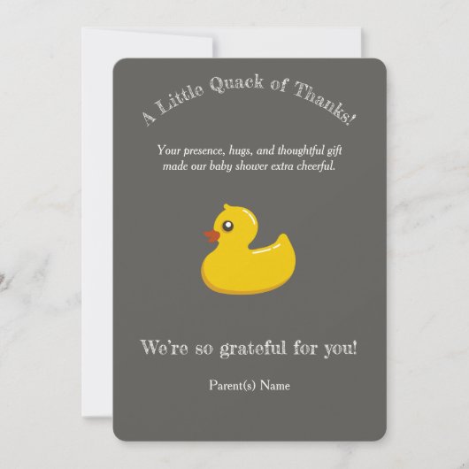 イエローラダックの赤ちゃん感謝していシャワー- you 招待状 (正面)