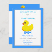 イエローラダック誕生日パーティー 招待状 (正面/裏面)