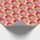 イエローラッピング紙にピンクのイースターエッグ ラッピングペーパー (角)