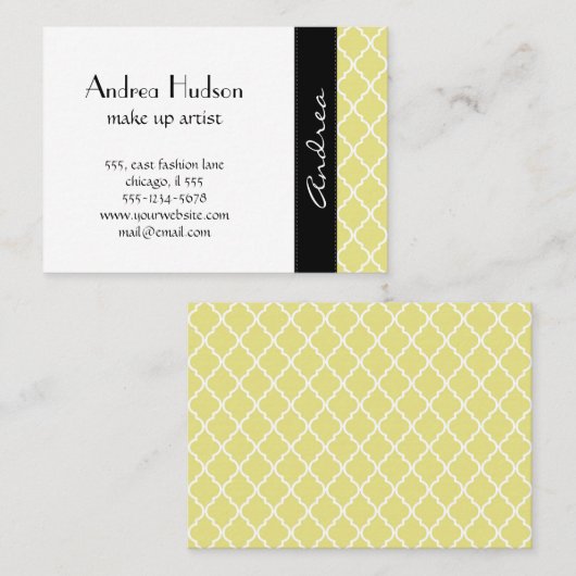 イエローラトチワーク、クローバー、モロッコトレリス 名刺 (正面/裏面)