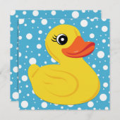 イエローラバーアヒル赤ちゃんシャワー 招待状 (正面/裏面)