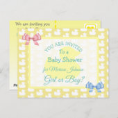 イエローラバーダッキーベビーシャワー招待状 ポストカード (正面/裏面)