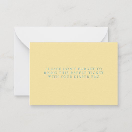 イエローラバーダックおむつラッフルカード – ベビーショウ ノートカード (裏面)