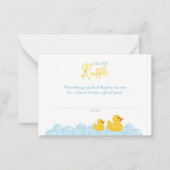 イエローラバーダックおむつラッフルカード – ベビーショウ ノートカード (正面)