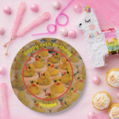 イエローラバーダックスパーソナライズされた誕生日パーティー ペーパープレート (パーティー)