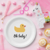 イエローラバーダックバスダッキー（アヒルちゃん）OHベビーシャワー ペーパープレート (パーティー)