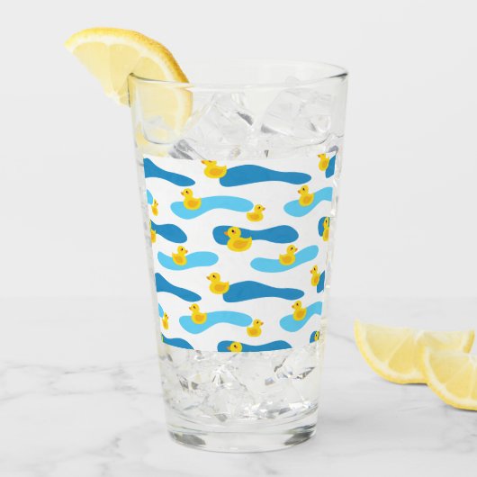 イエローラバーダック模様 タンブラーグラス (アイス正面)