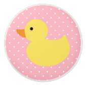 イエローラバーダック水玉模様 セラミックノブ (正面)