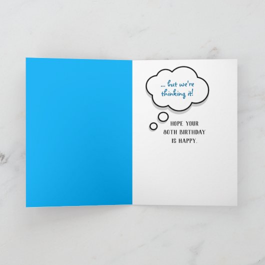 イエローラバーダック80誕生日ユーモア カード (内部)