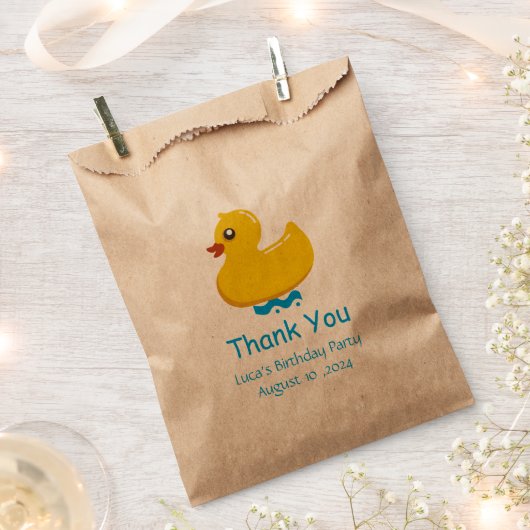 イエローラバーダック – ありがとう フェイバーバッグ (クリップ留めされた状態)