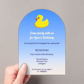 イエローラバーダック – バースデーパーティー アクリル招待状 (インサイチュ (ポータブル))