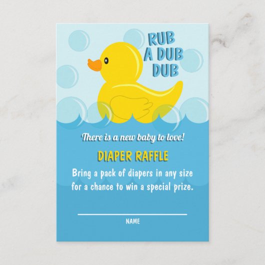 イエローラバーダックAダブダブベビーシャワー エンクロージャーカード (正面)