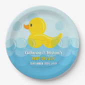 イエローラバーダックAダブダブベビーシャワー ペーパープレート (正面)