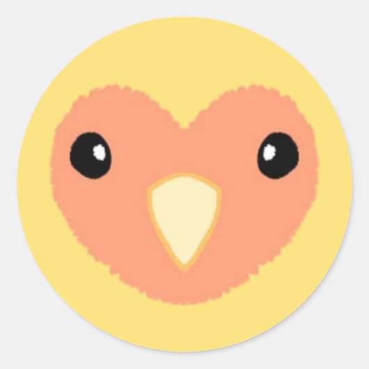 イエローラブバードかわいいステッカー ラウンドシール (正面)