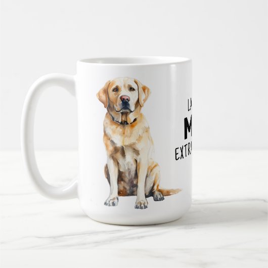 イエローラブラドールお母さんスタイリッシュかわいい愛犬の恋人 コーヒーマグカップ (左)