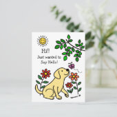 イエローラブラドールとグリーンハイ ポストカード (スタンド正面)