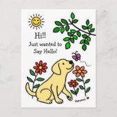 イエローラブラドールとグリーンハイ ポストカード (正面)