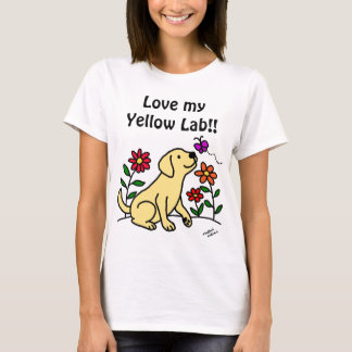 イエローラブラドールとグリーン Tシャツ