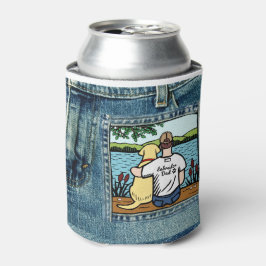 イエローラブラドールとパパレイクビュー 缶クーラー