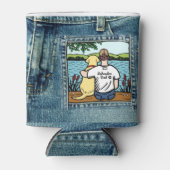 イエローラブラドールとパパレイクビュー 缶クーラー (正面)